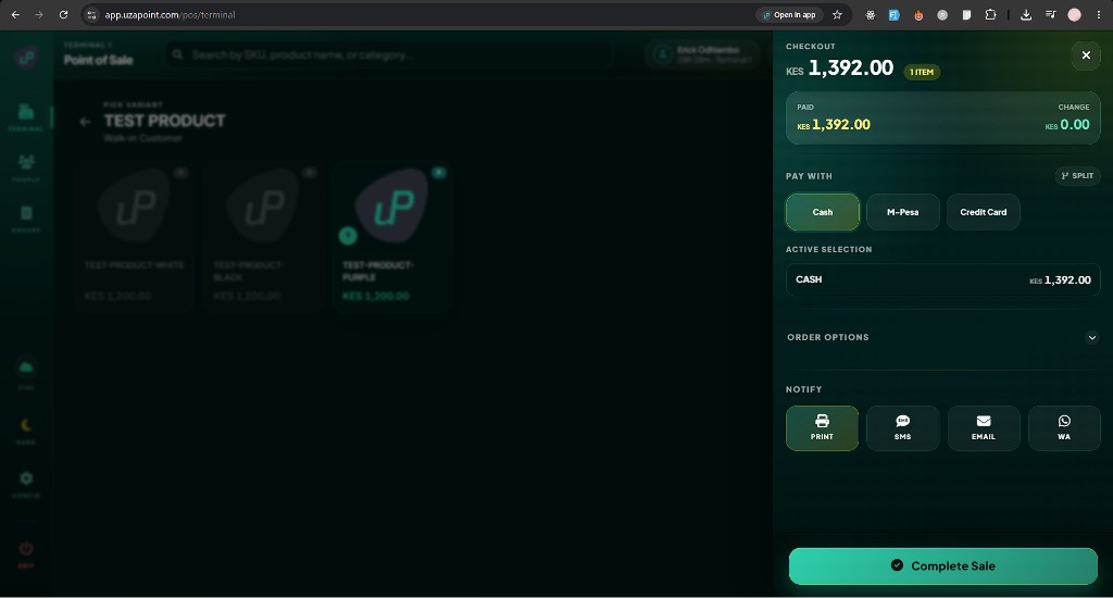 Uzapoint point-of-sale checkout