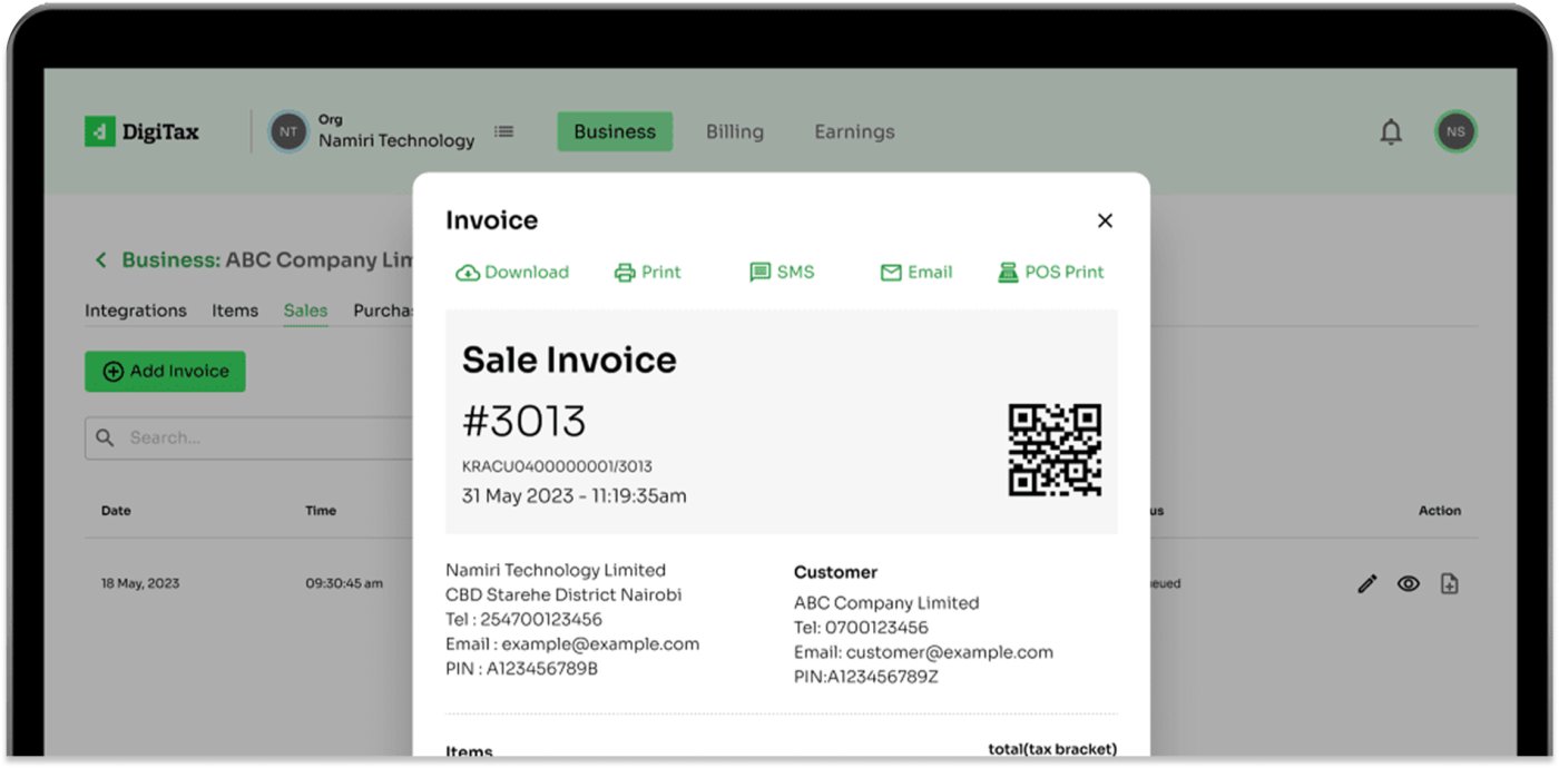 DigiTax e-invoice with QR verification ready to share